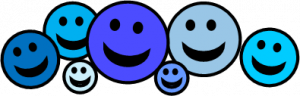 Blue Happy Faces for Joyful Catholic Families logo